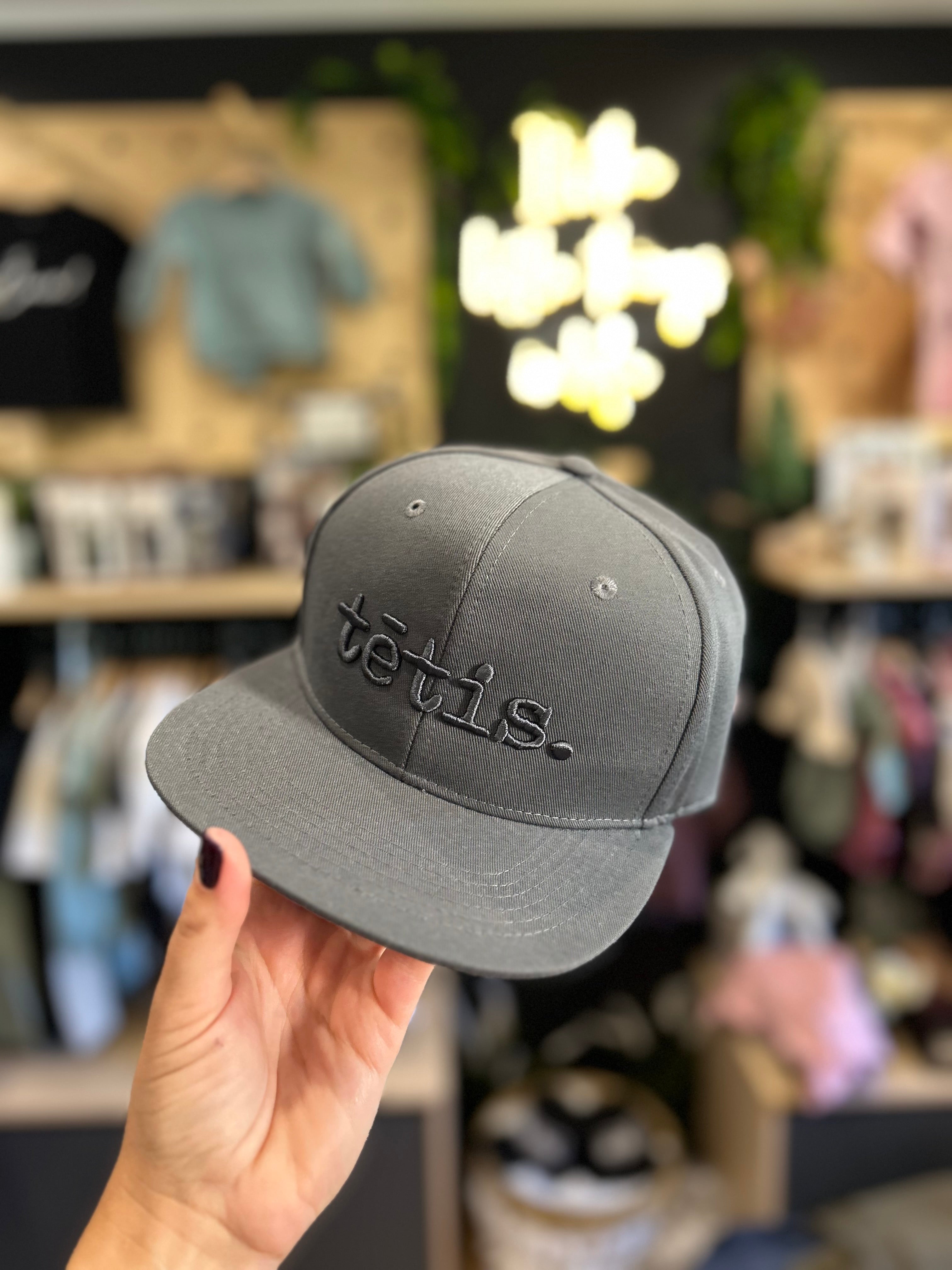A cap with a straight brim TĒTIS.