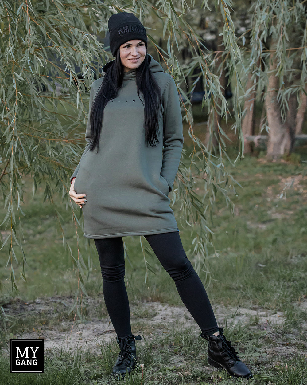 Haki Hoodie dress ČILIŅĀ