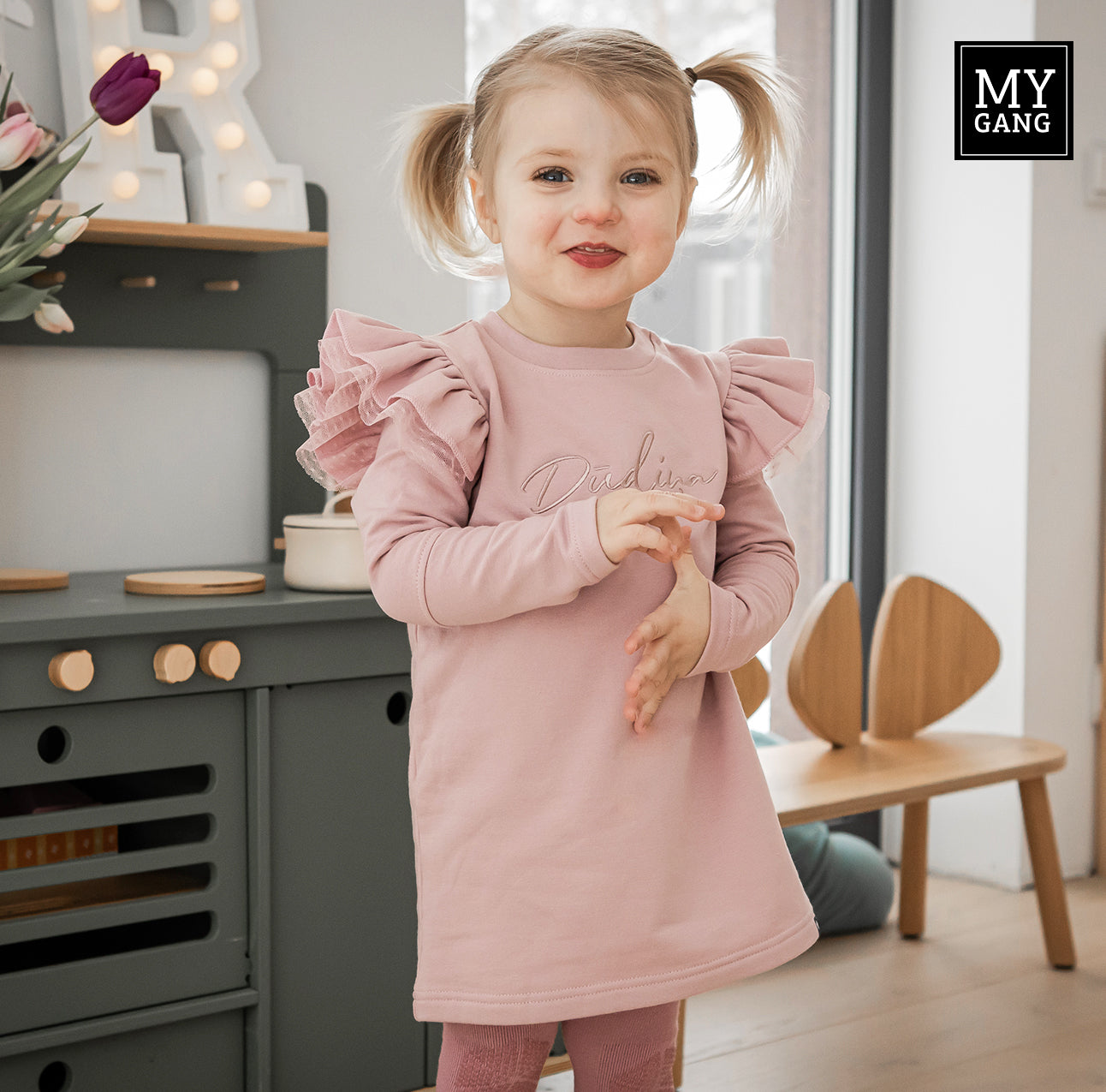Sweatshirt dress with frills DŪDIŅA